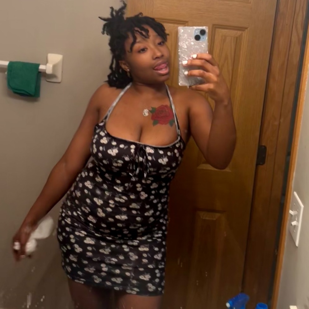 SHEIN Black and White Floral Dress